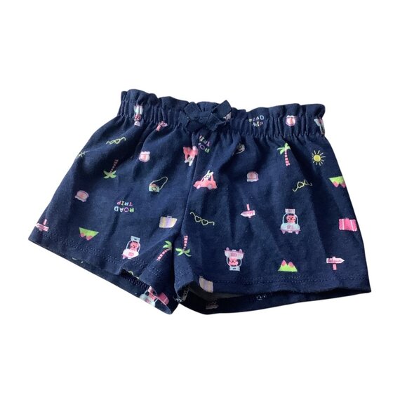 Lot Of 2pc Garanimals Baby Girl Shorts Size 6-9m & 0-3m Navy Elastic Waist - Picture 2 of 12